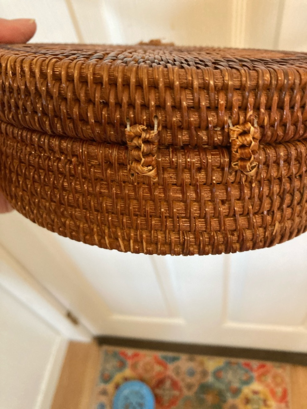 Round Woven Crossbody Bag in Brown - Picture 6 of 11